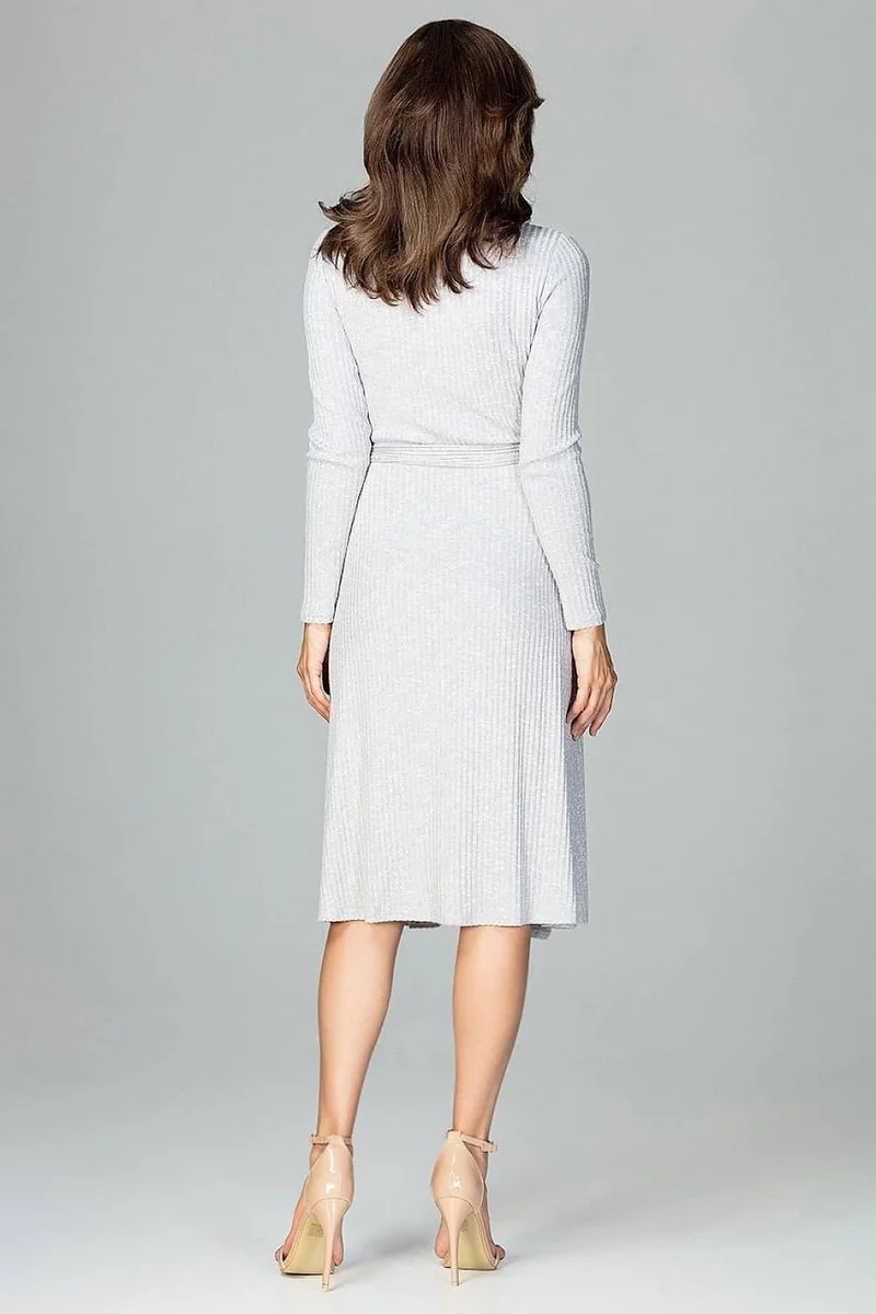 Robe portefeuille midi grise