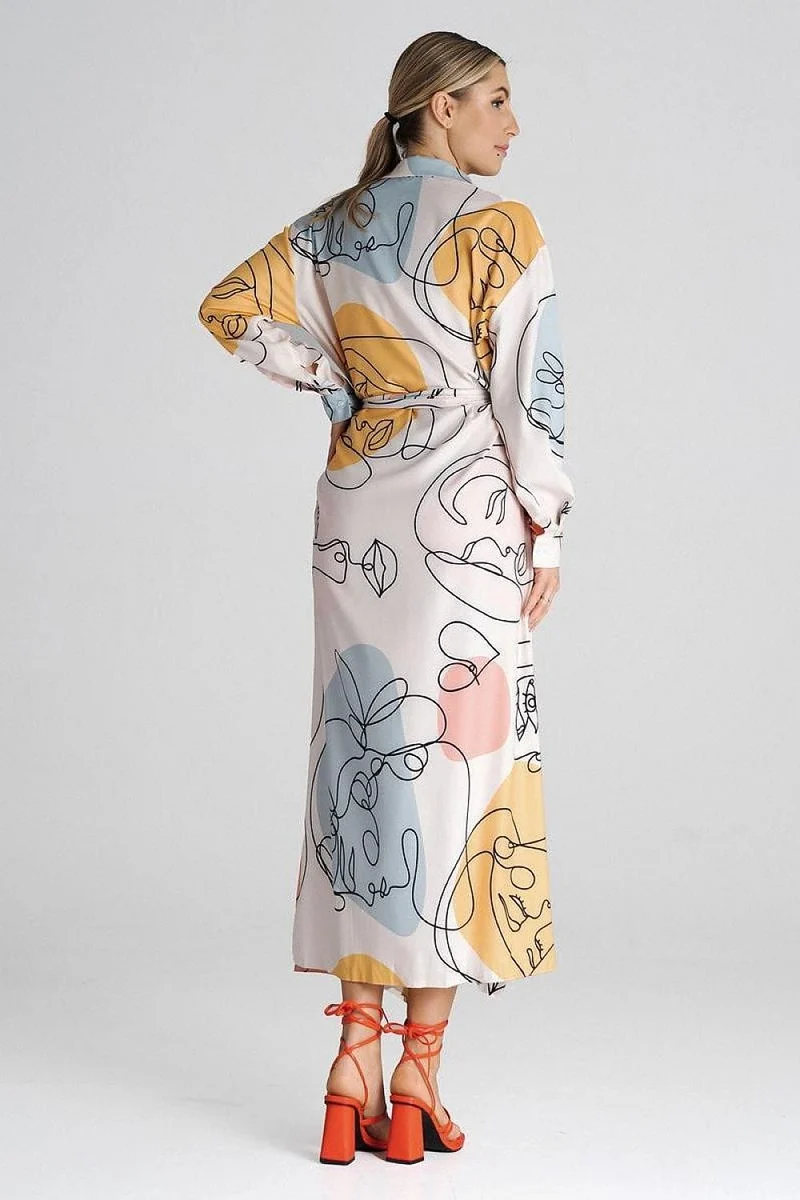 Robe chemise multicolore longue