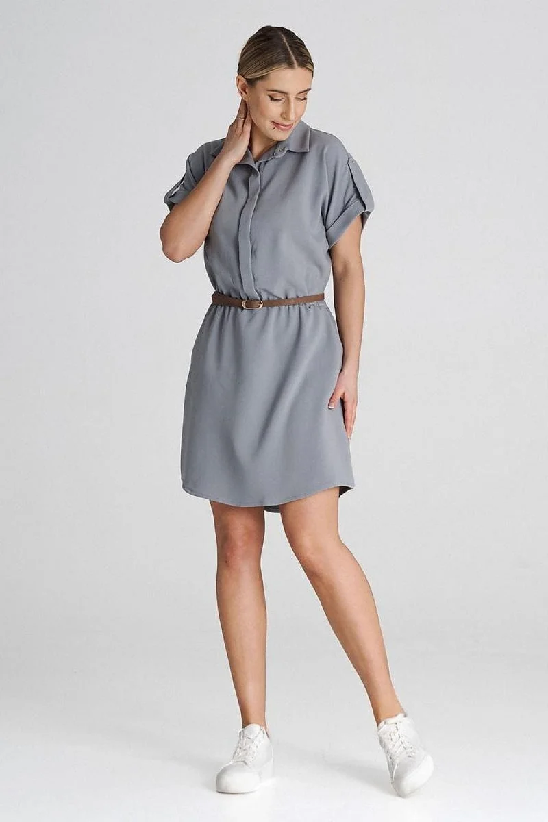 Robe chemise grise courte casual