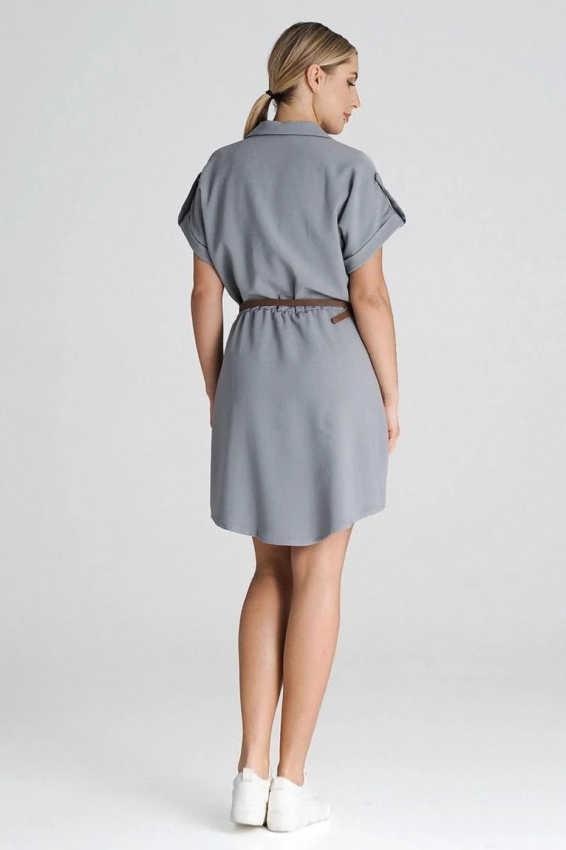 Robe chemise grise courte casual