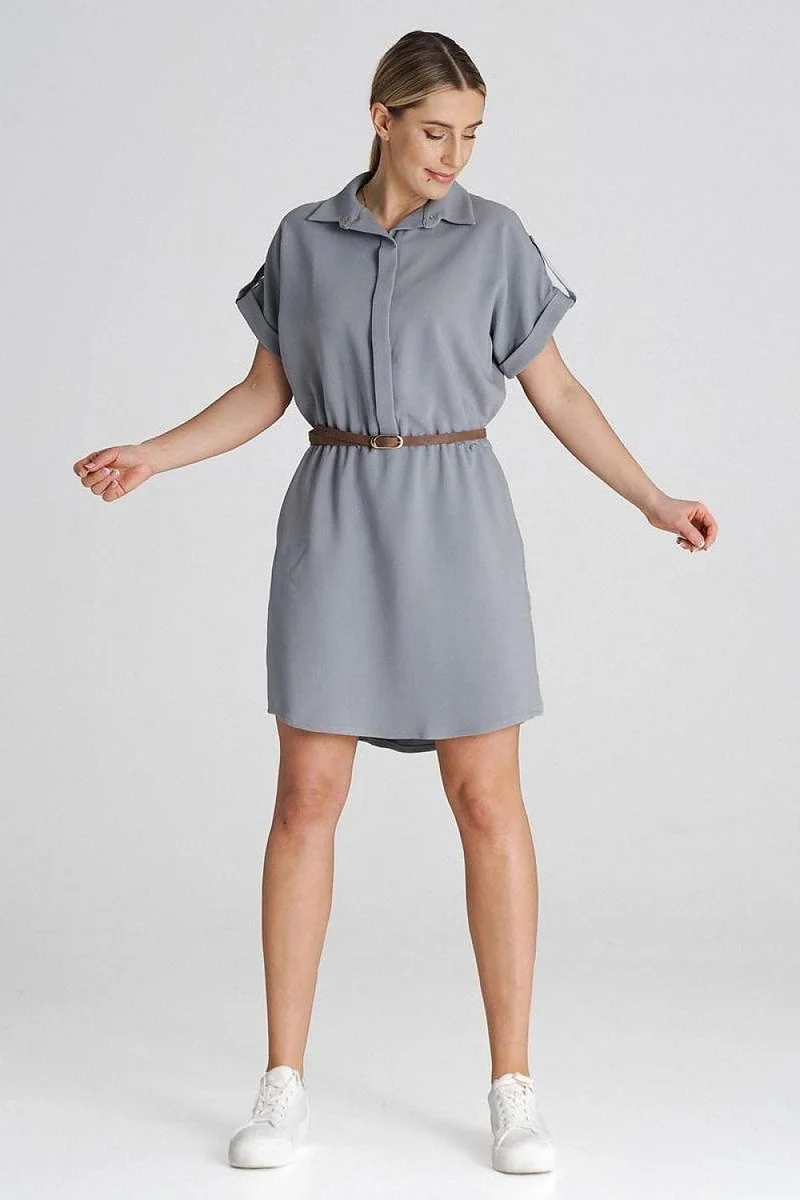 Robe chemise grise courte casual
