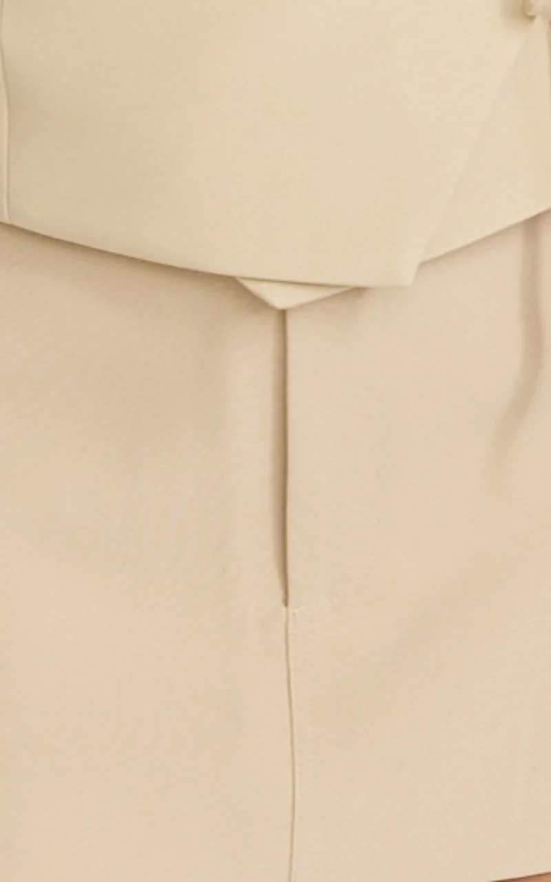 Ursula Mini Skirt - Structured Tailored Skirt in Putty
