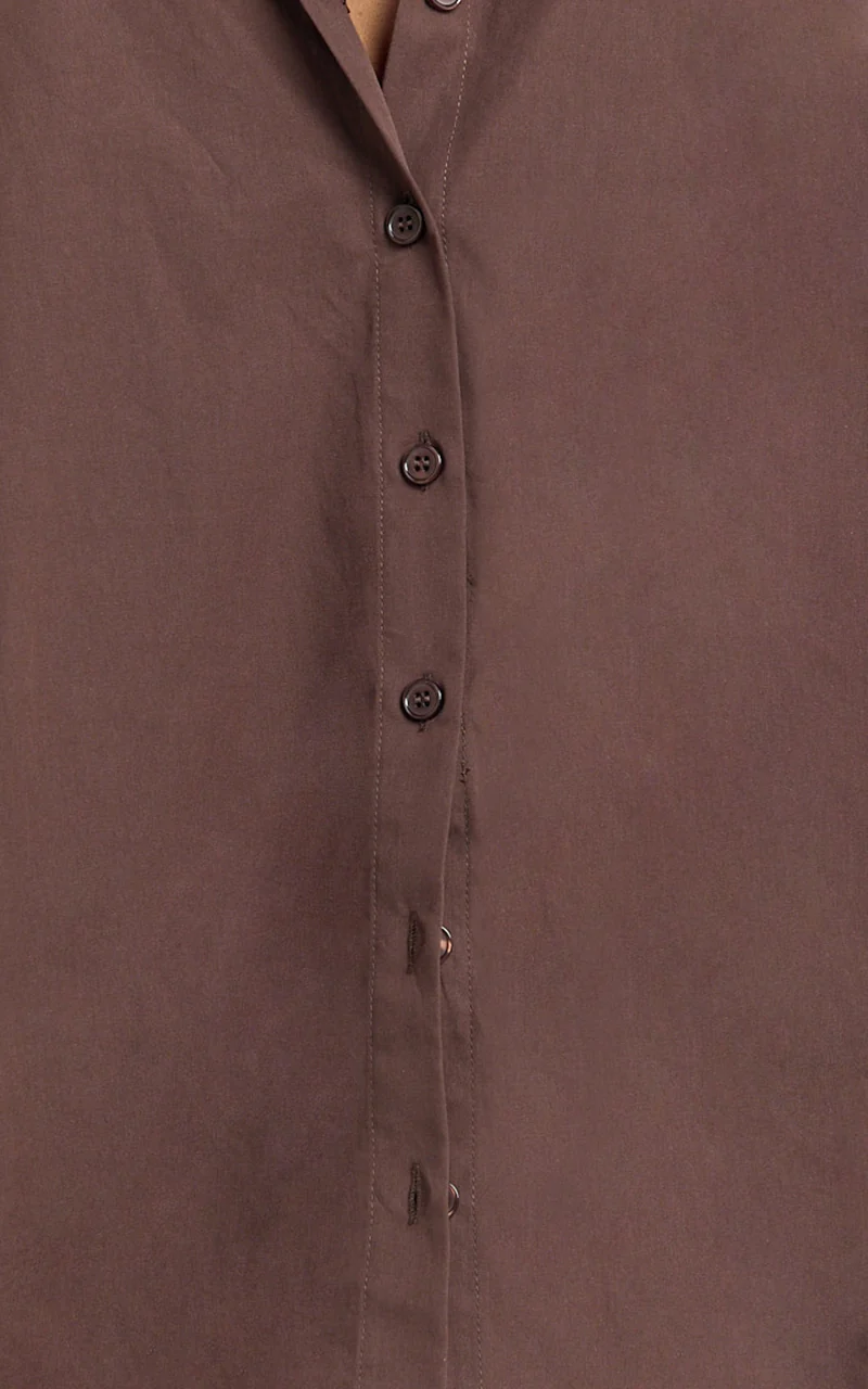 Kalpena Shirt - Ruched Side Oversized Shirt in Chocolate