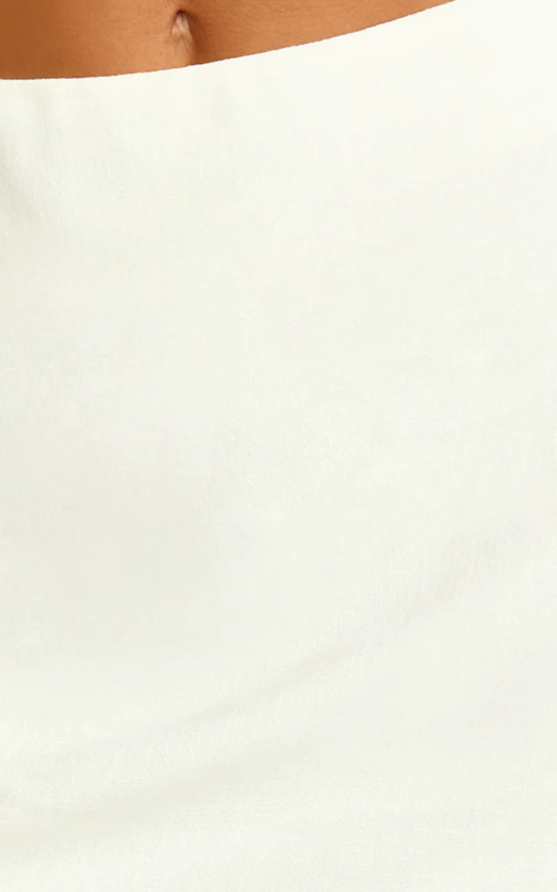 Eddie Skort - High Waist Linen Blend Mini Skort in White