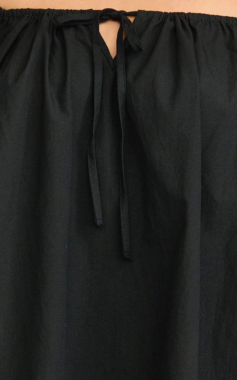 Brixton Mini Dress - Square Neck Smock Dress in Black