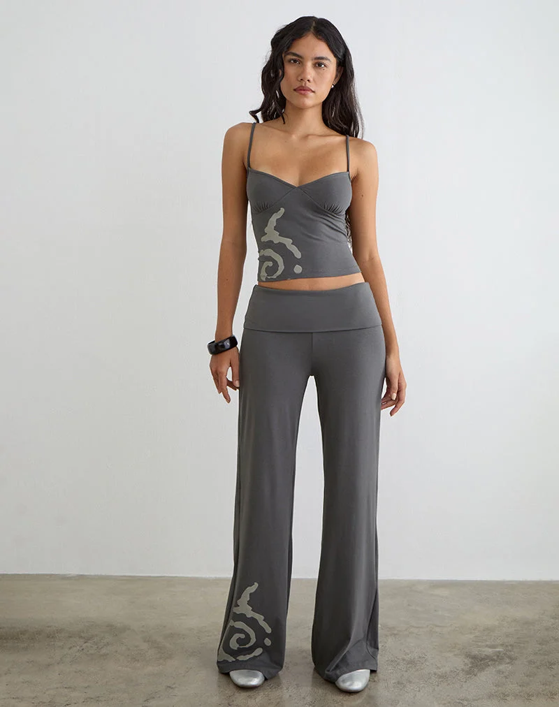 Pantalon Coreta à revers, couleur gris anthracite spiralé