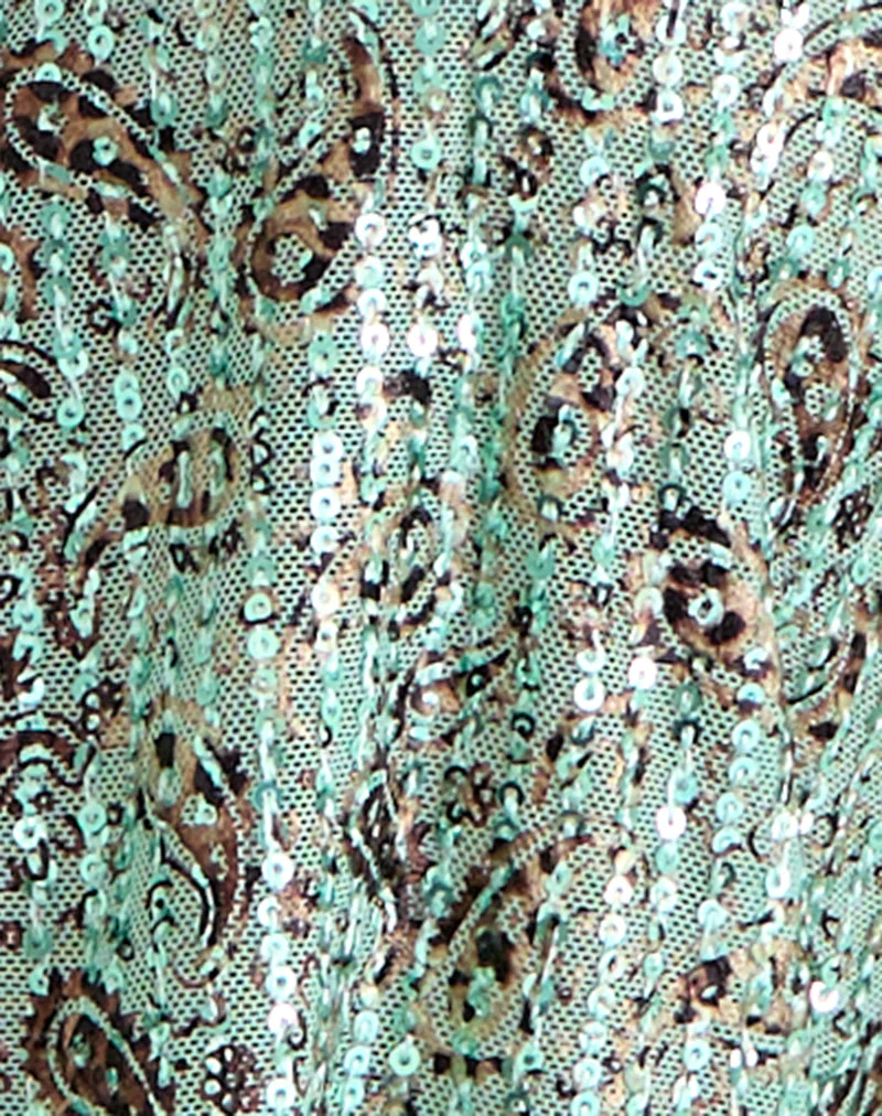 Haut à bretelles Ruwiko, motif paisley à paillettes, couleur bleu sarcelle