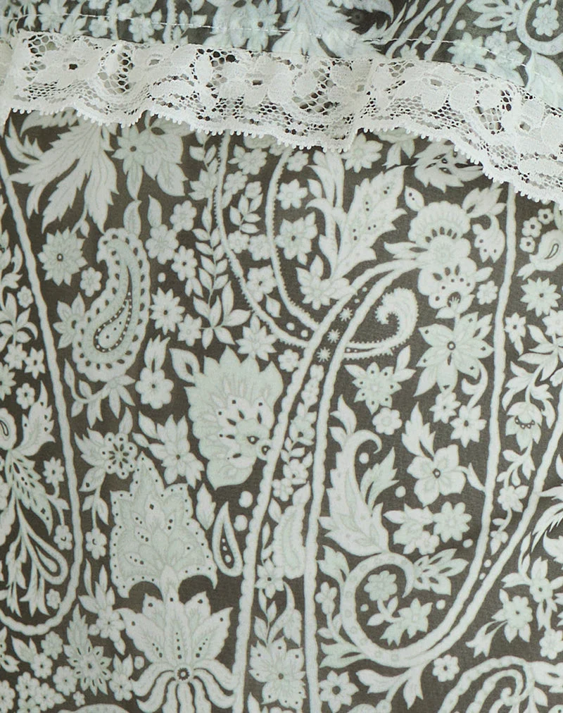 Robe longue Quilla, motif « Bloom Paisley », bleu pâle