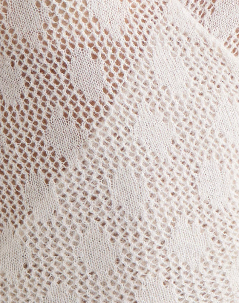 Haut cache-cœur au crochet Maeko en maille écru