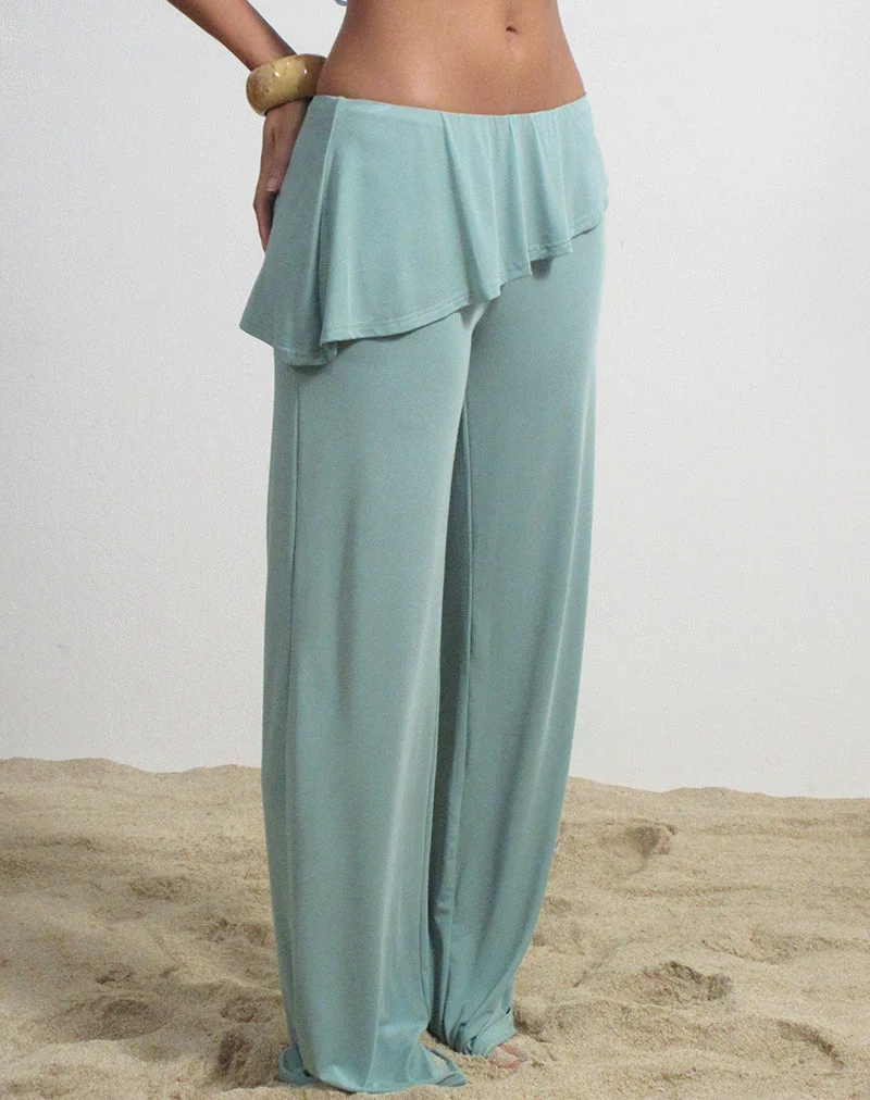 Pantalon à jambes larges Sakano, couleur gris aqua