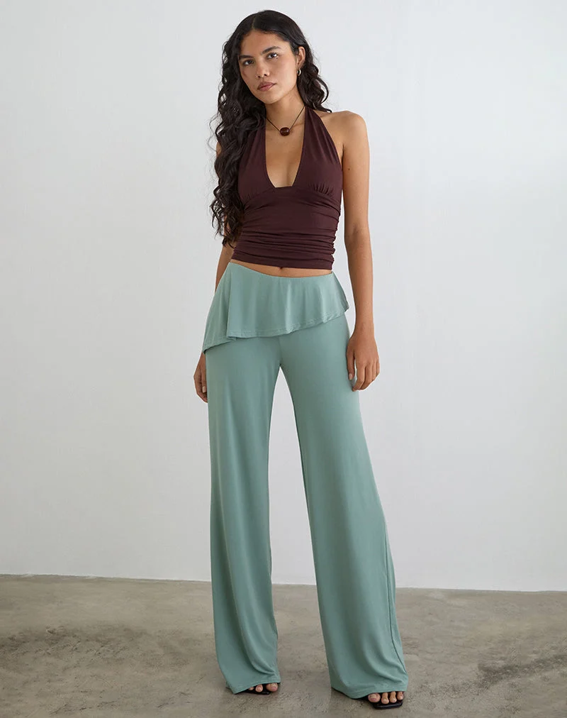 Pantalon à jambes larges Sakano, couleur gris aqua