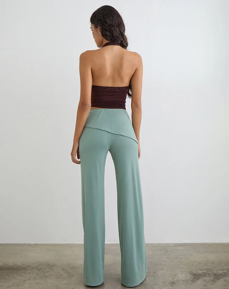 Pantalon à jambes larges Sakano, couleur gris aqua