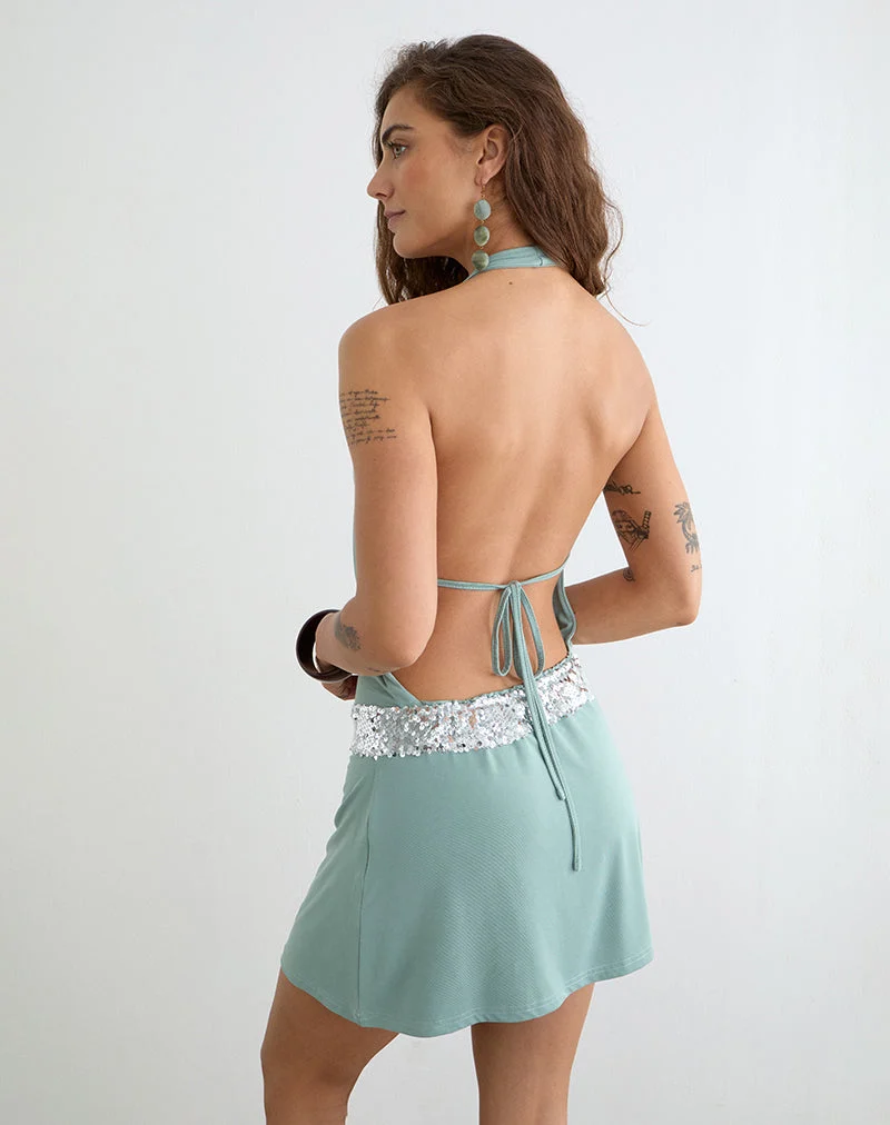 Mini-robe Miharu, couleur gris aqua