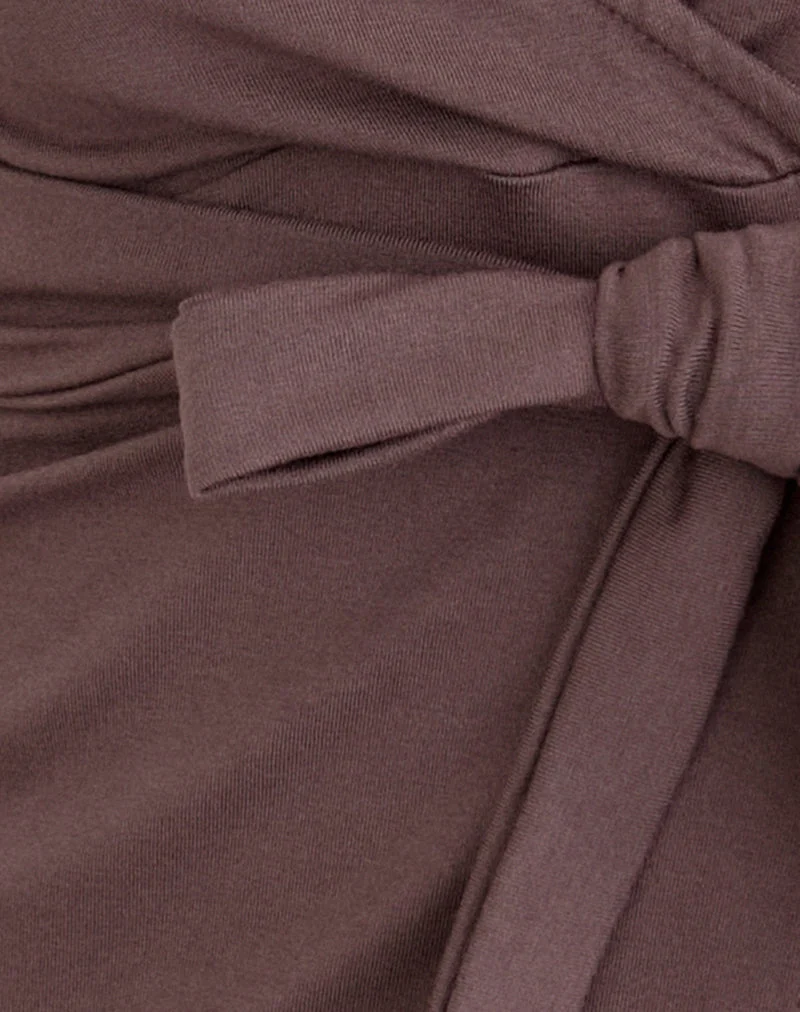 Haut croisé Lamae, couleur taupe foncé