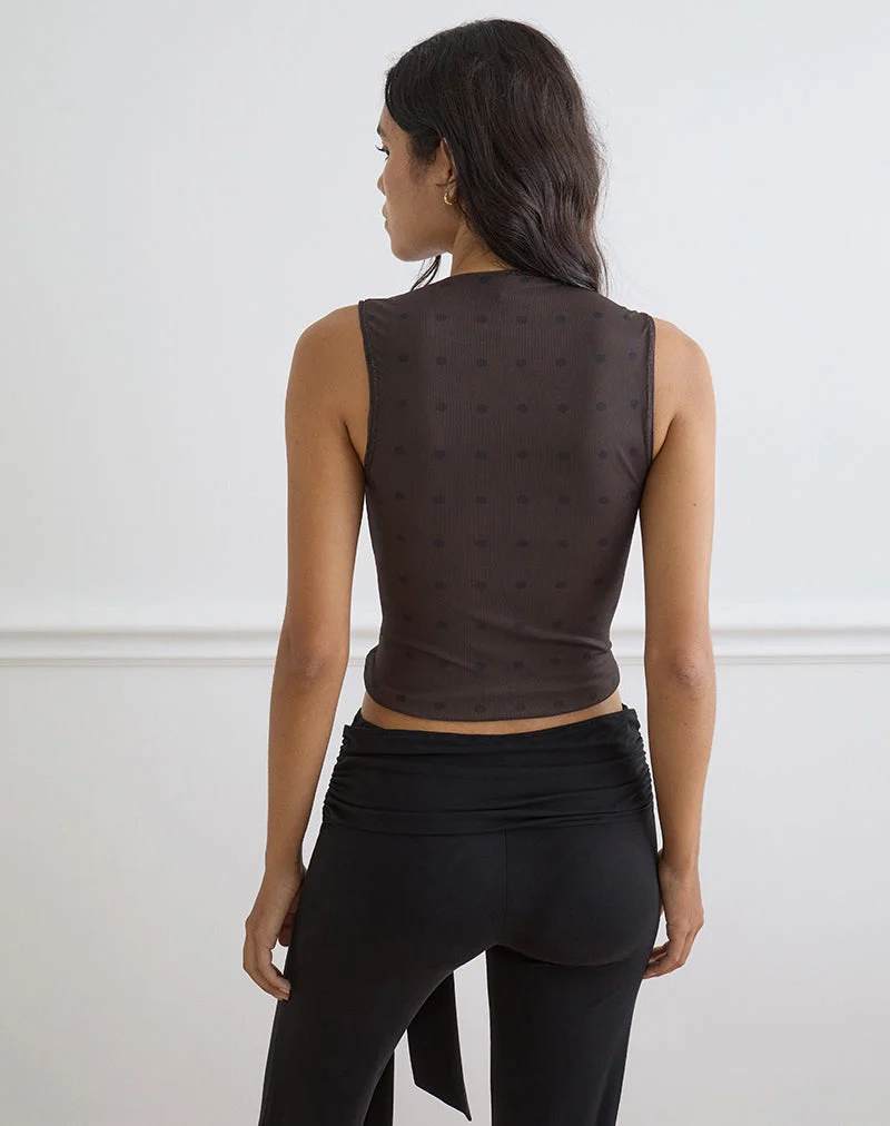 Top en maille « Rustic Polka » marron