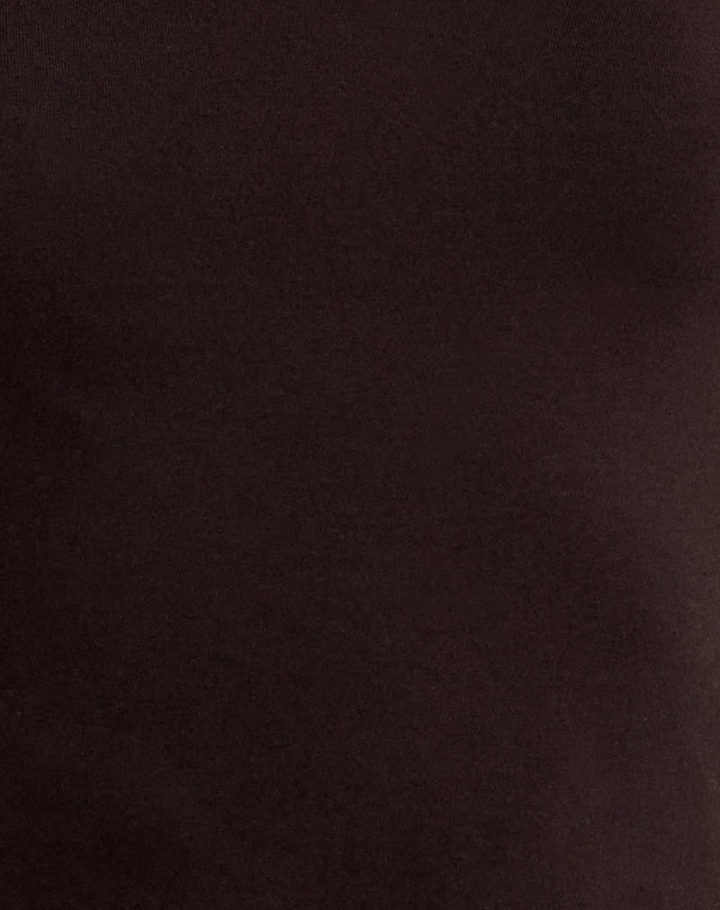 Haut à manches longues Muzan en jersey de rayonne, couleur marron chocolat