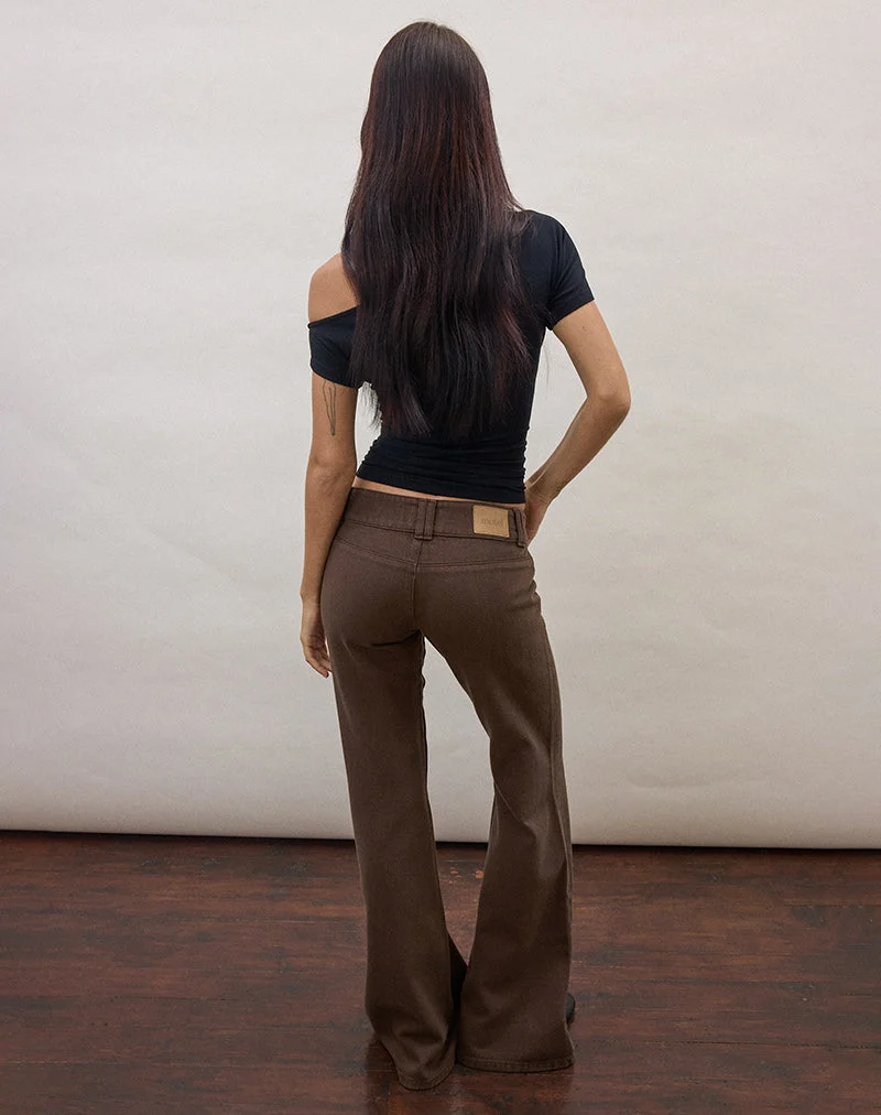 Pantalon évasé à boucle, marron foncé