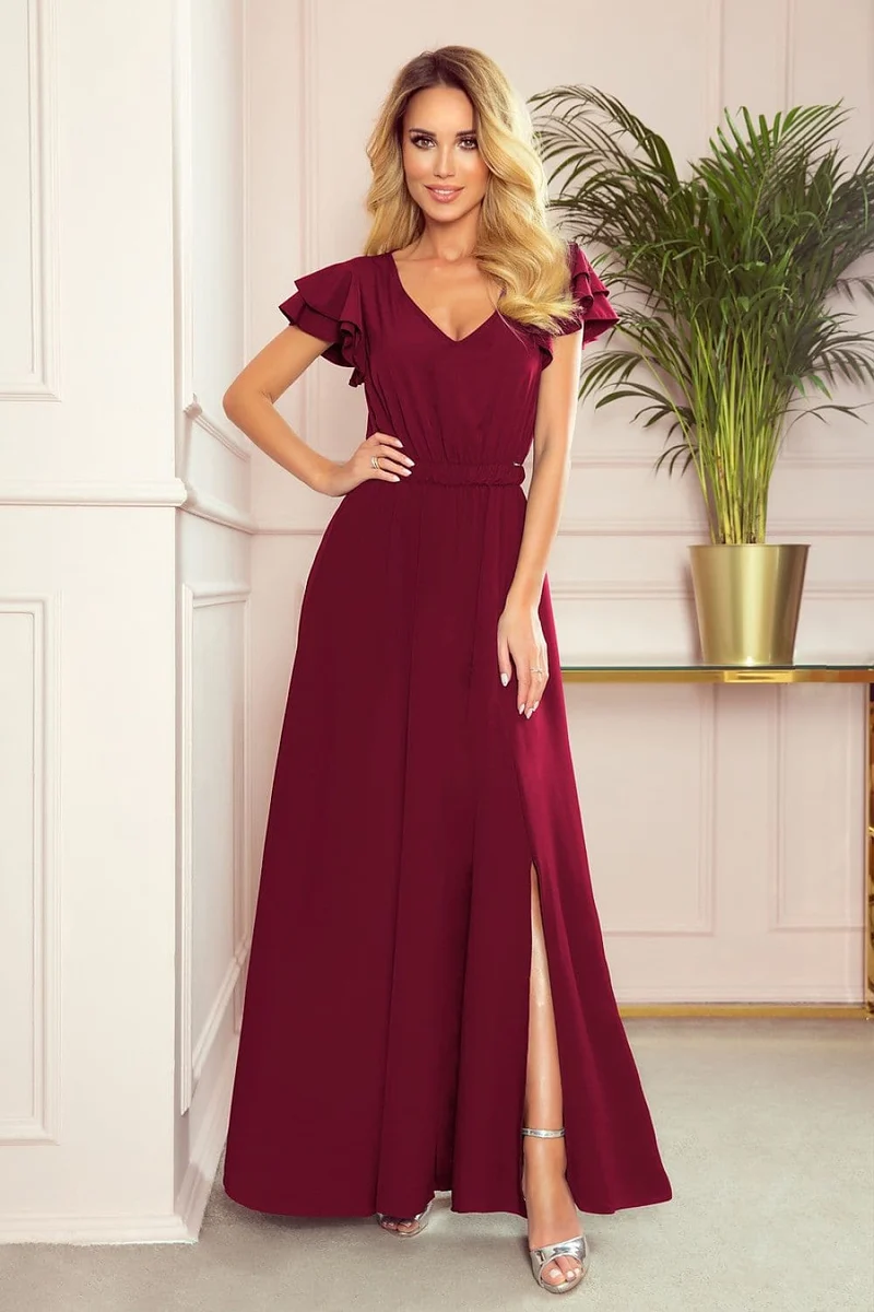 Robe de soirée chic bordeaux longue