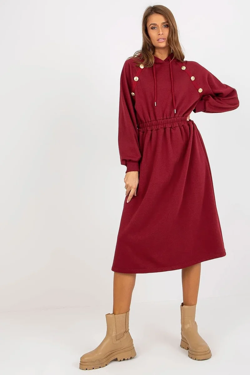 Robe sweat bordeaux midi