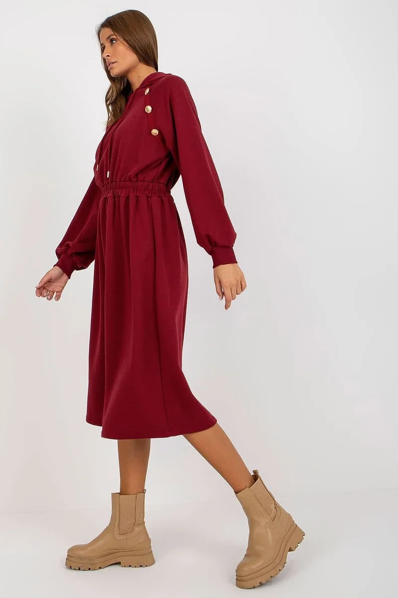 Robe sweat bordeaux midi