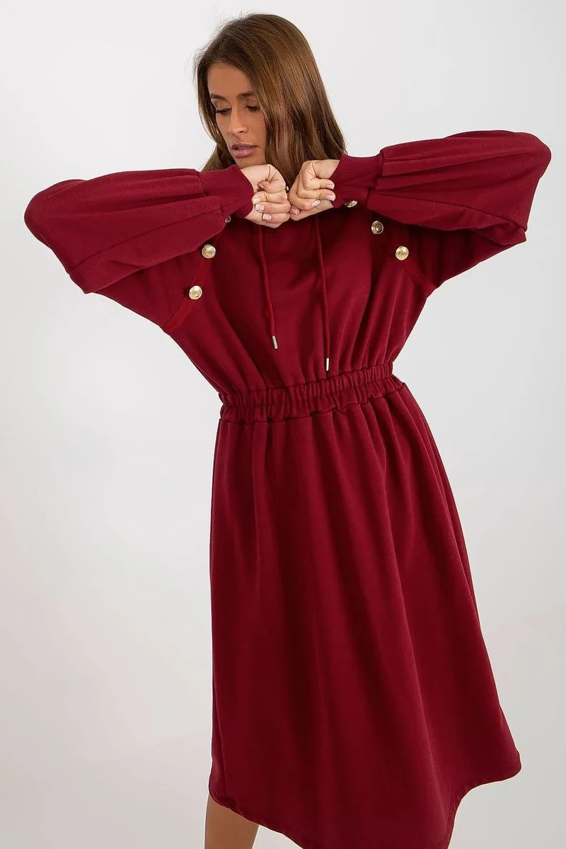 Robe sweat bordeaux midi