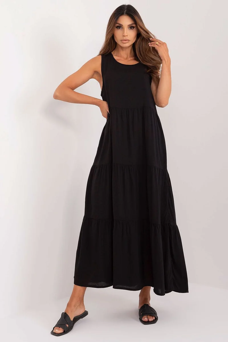 Robe casual noire fluide sans manches