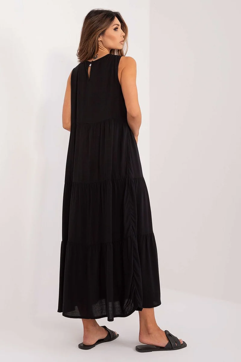 Robe casual noire fluide sans manches