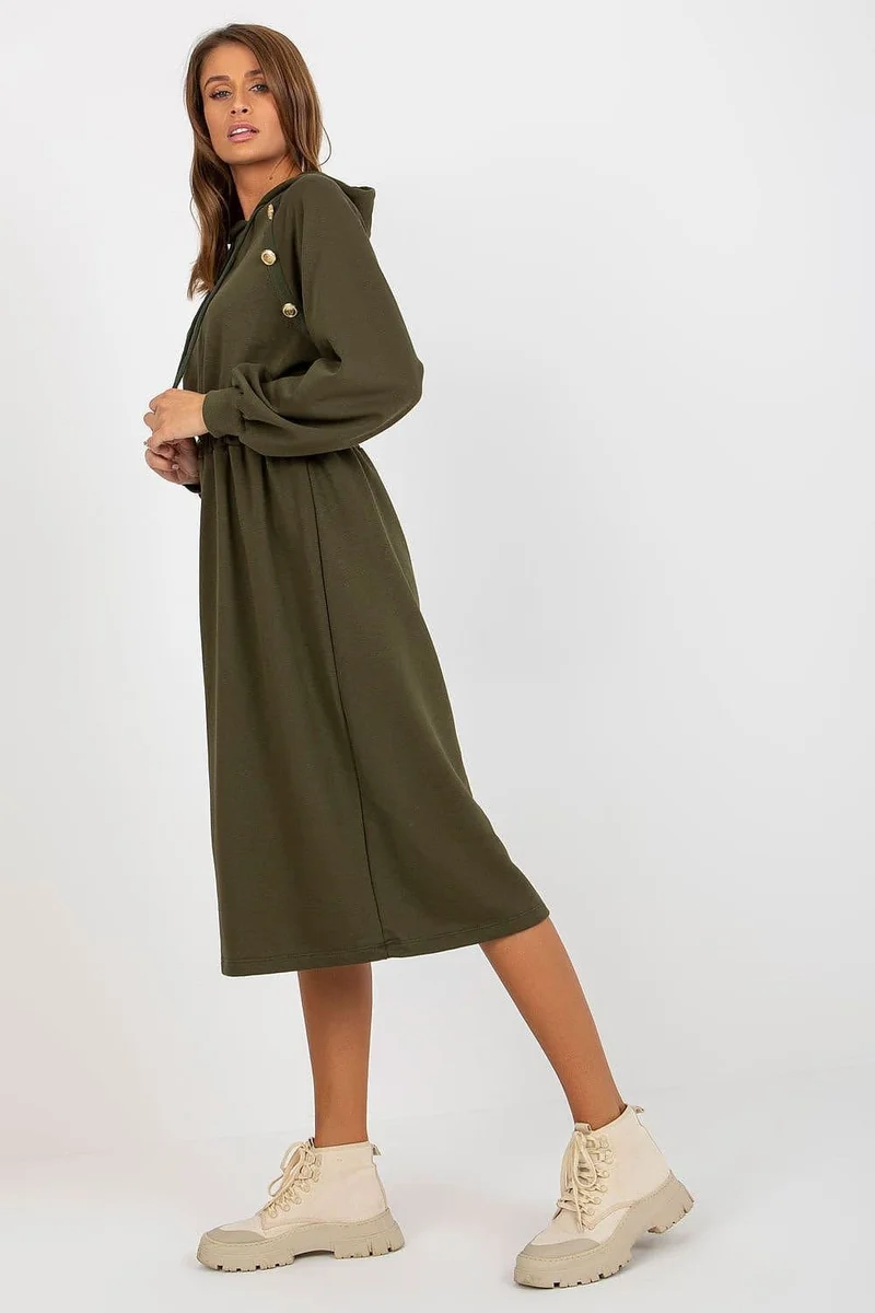 Robe sweat verte midi à manches longues