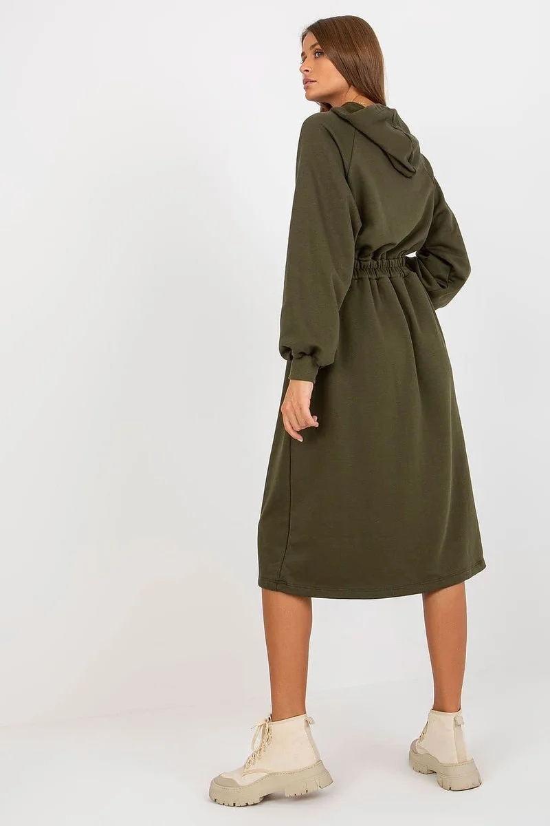 Robe sweat verte midi à manches longues