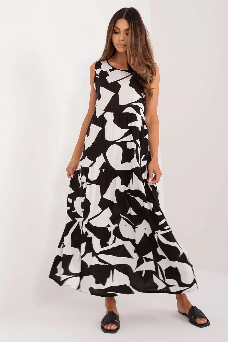 Robe casual noire et blanche longue