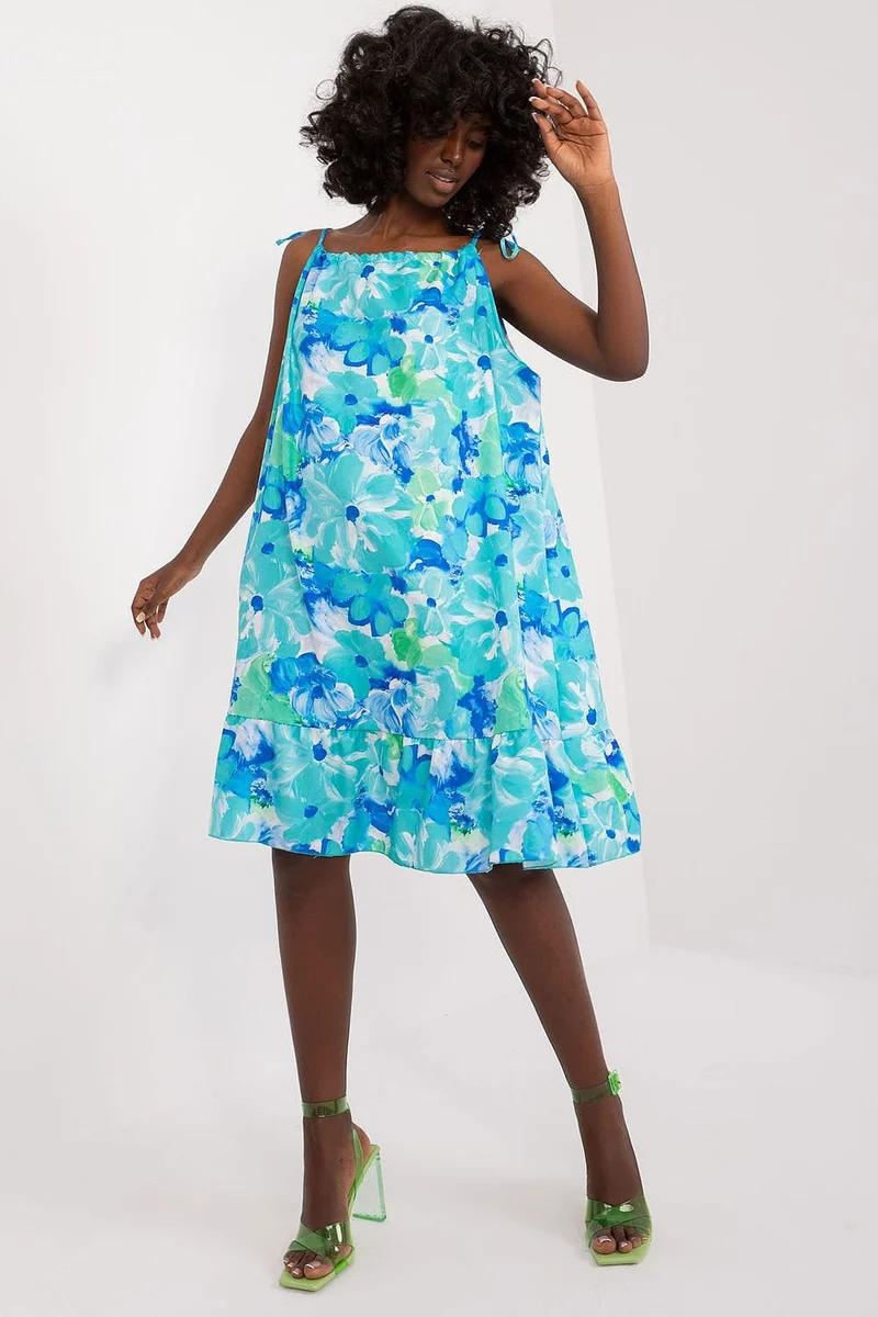 Robe d'été fleurie bleue bretelles