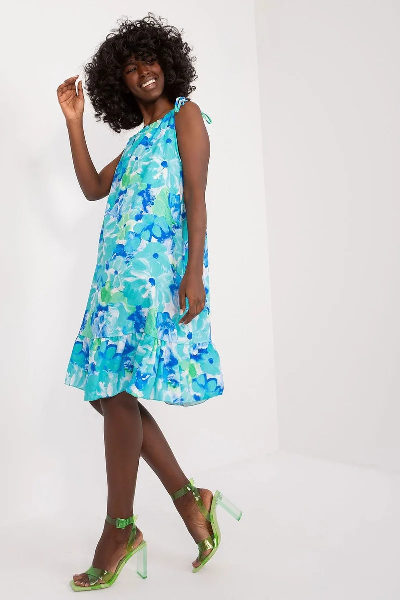 Robe d'été fleurie bleue bretelles