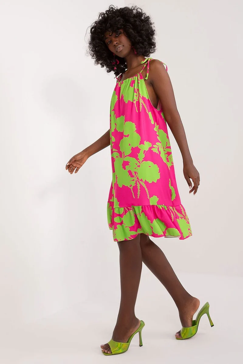Robe d'été à bretelles rose et verte