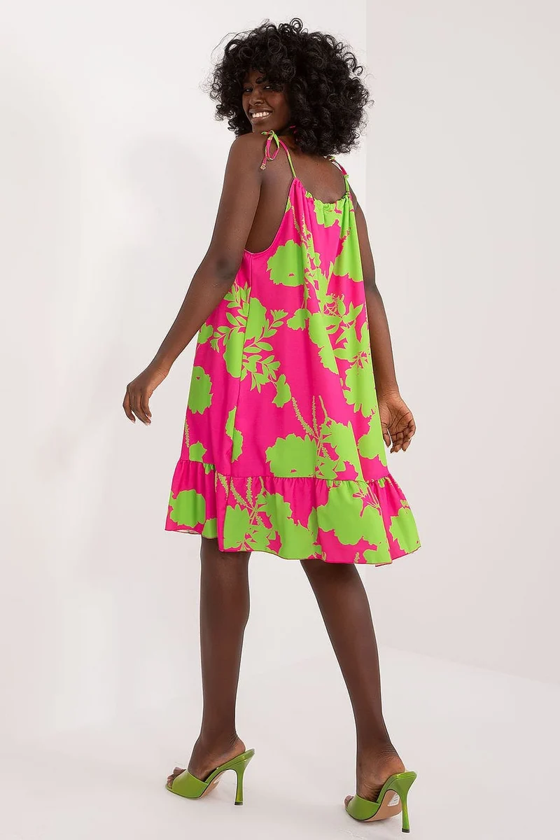 Robe d'été à bretelles rose et verte
