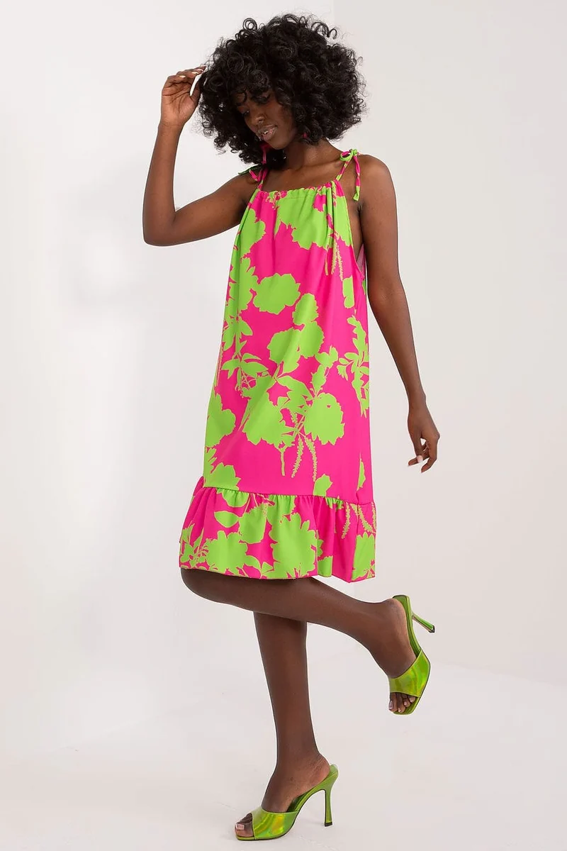 Robe d'été à bretelles rose et verte