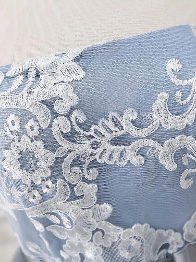 Robe courte élégante en tulle gris pour demoiselles d'honneur et occasions spéciales