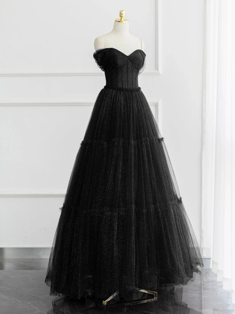 Robe de bal trapèze élégante en tulle à épaules dénudées : robe longue bordeaux brillante