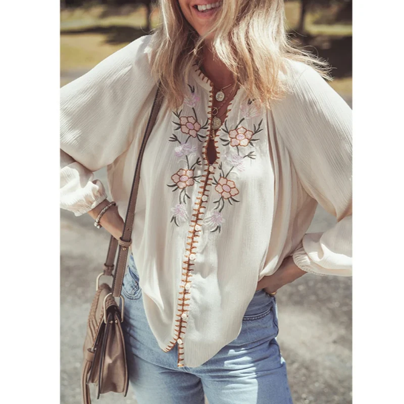 Blouse bohème femme à broderies