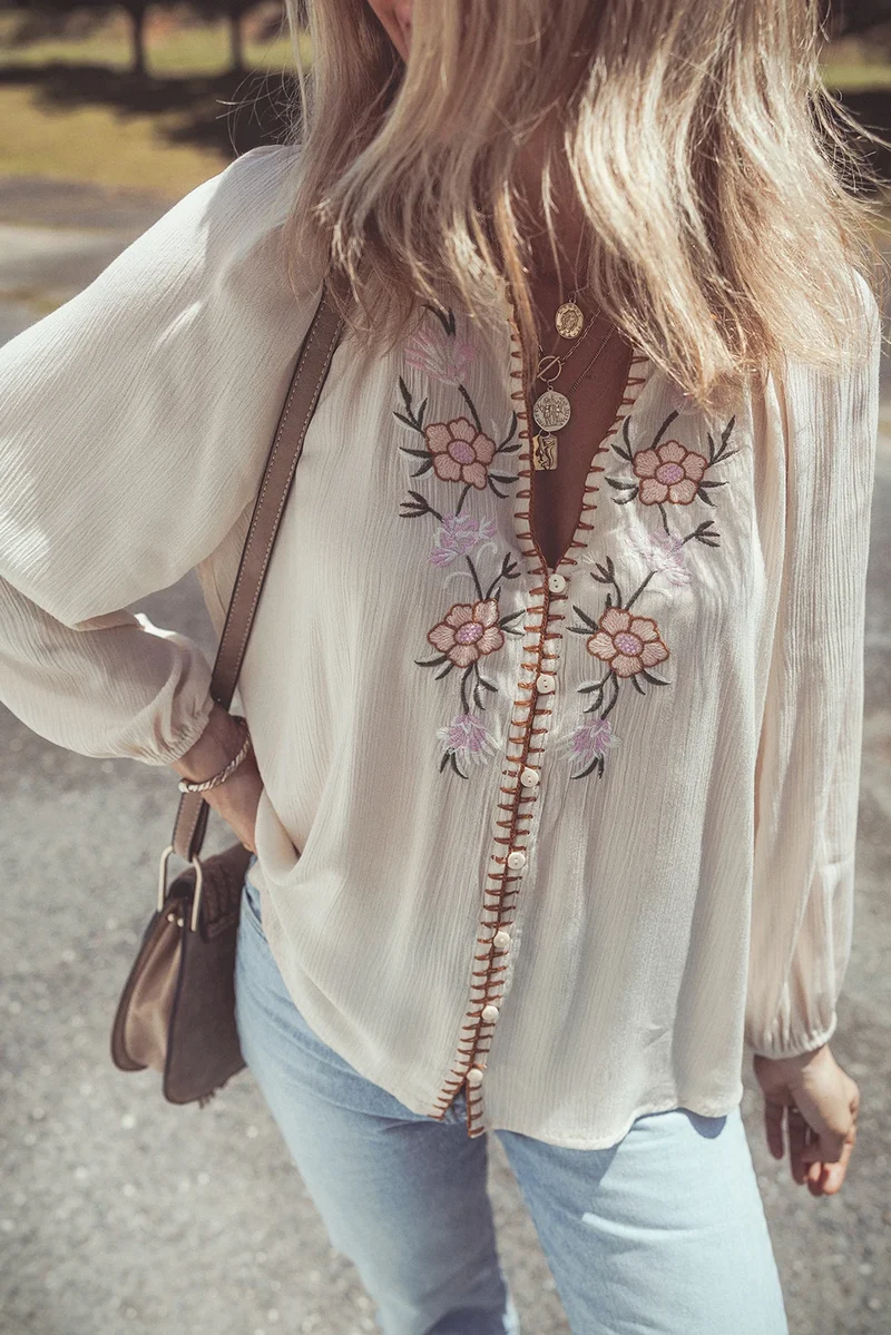 Blouse bohème femme à broderies