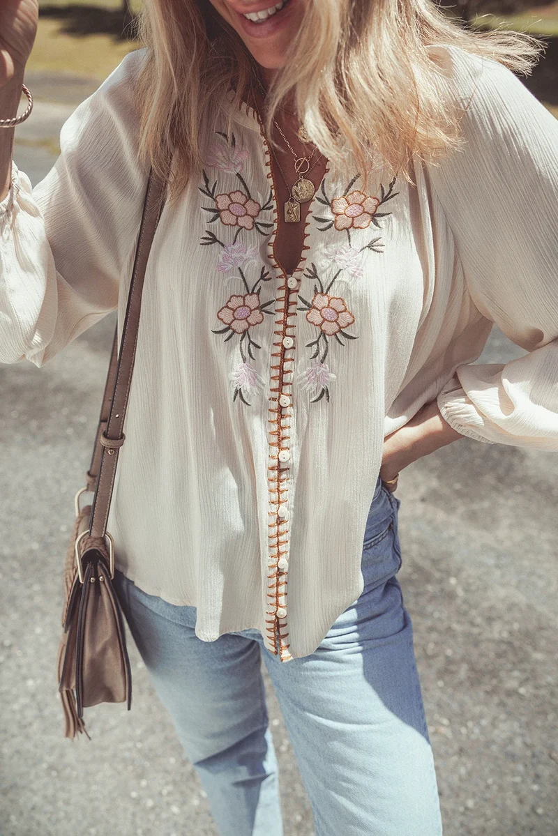 Blouse bohème femme à broderies