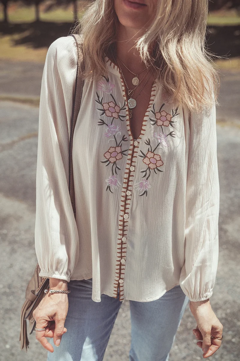 Blouse bohème femme à broderies