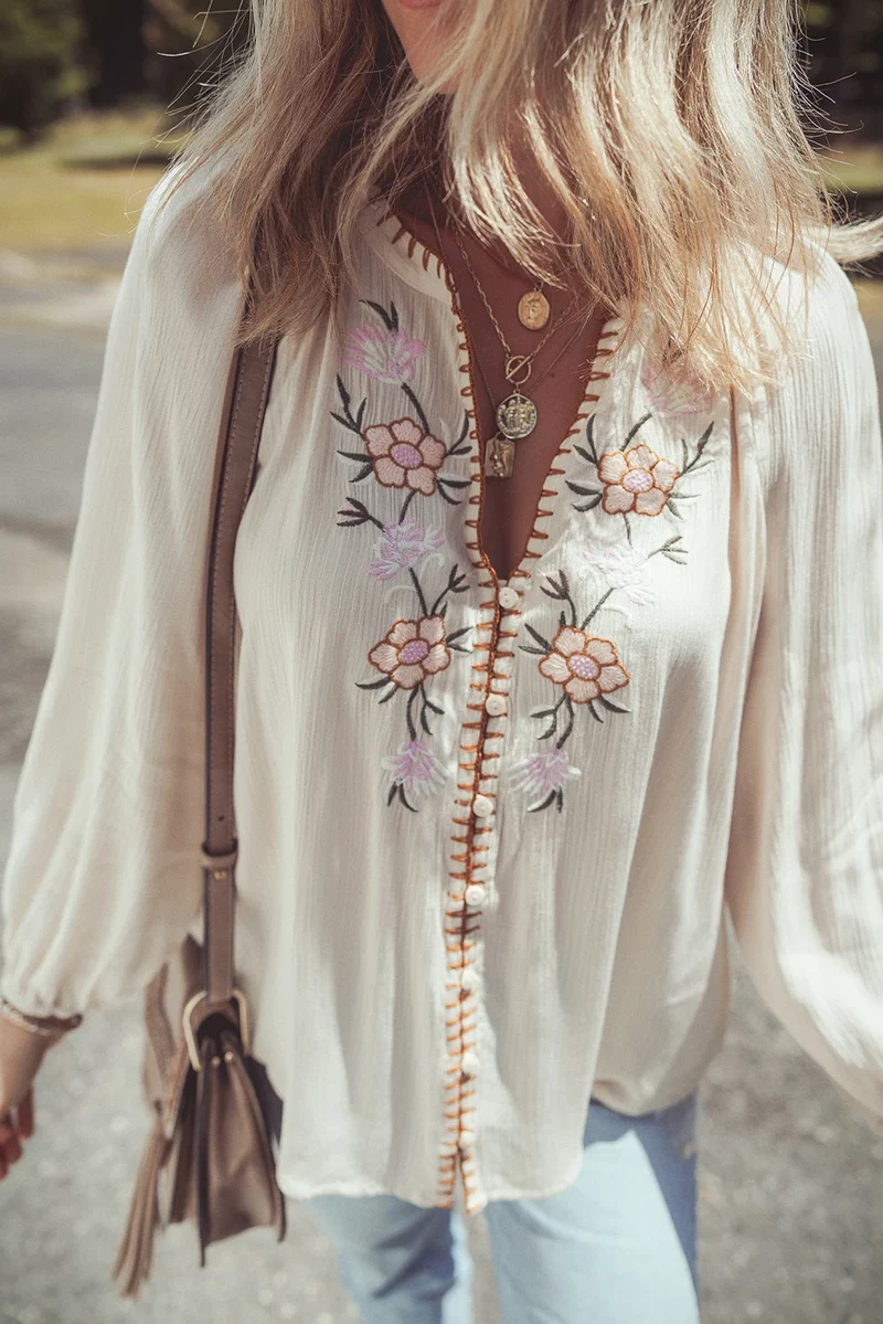 Blouse bohème femme à broderies