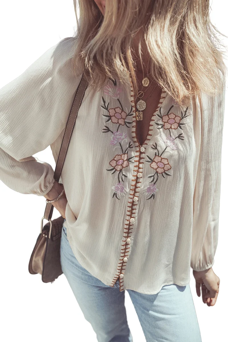 Blouse bohème femme à broderies