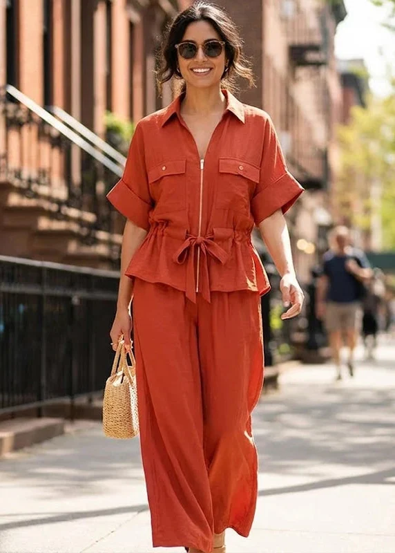 Ensemble marron pantalon et blouse
