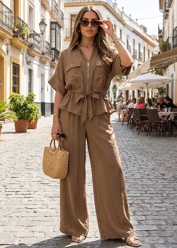 Ensemble marron pantalon et blouse