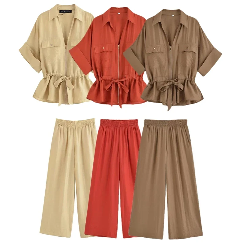 Ensemble marron pantalon et blouse