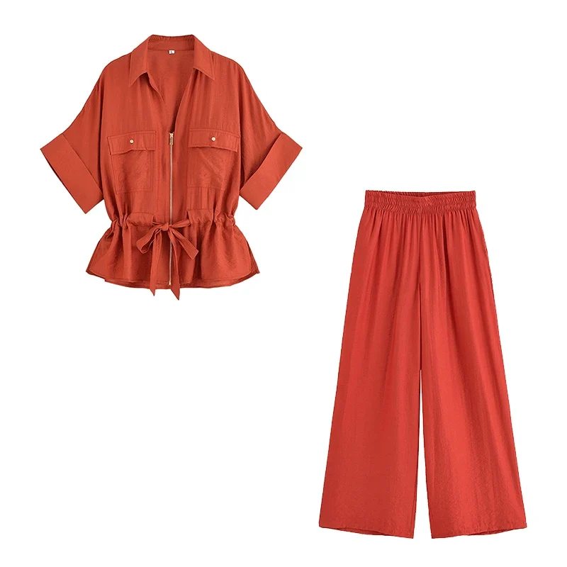 Ensemble marron pantalon et blouse