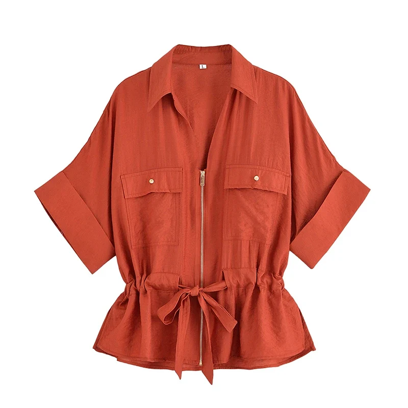 Ensemble marron pantalon et blouse