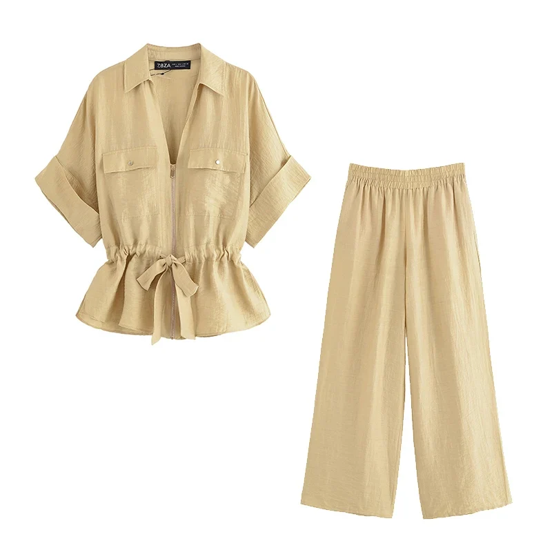 Ensemble marron pantalon et blouse