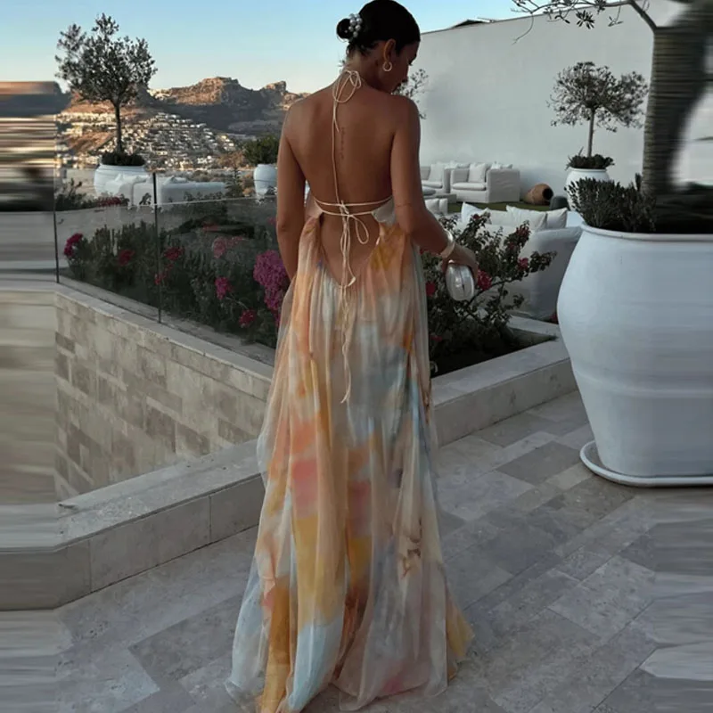 Robe longue bohème femme dos nu